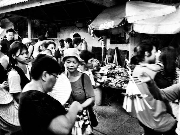 Black and white photo of people.