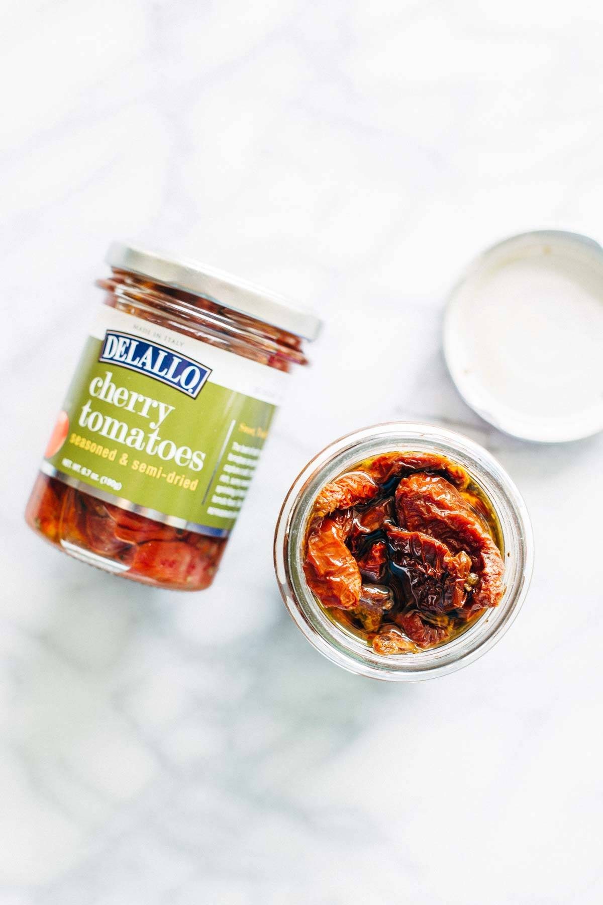 Cherry tomatoes in a jar.